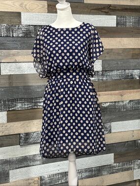 Ayla Navy Daisy Print Flutter Sleeve Dress